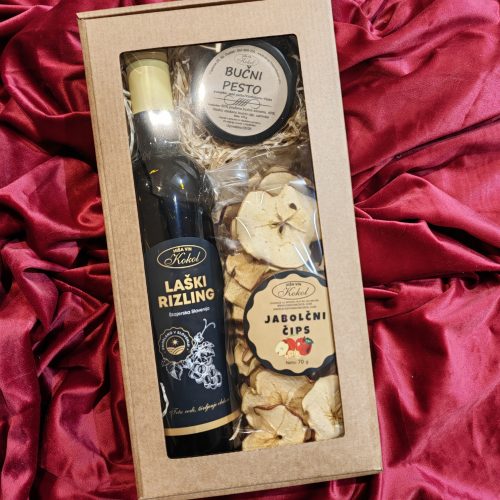 A/NOVO (vino buteljka+bučni pesto+jabolčni čips)